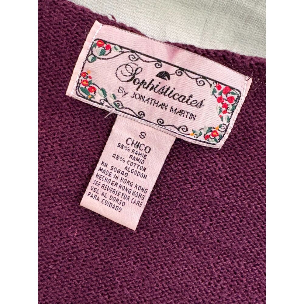 Wool and Cotton Embroidered Flower Cardigan Vtg Small - Picture 6 of 6